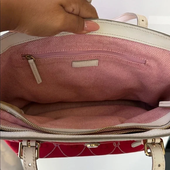 Dooney & Bourke Red Tote with Cream Accents - Picture 4 of 7